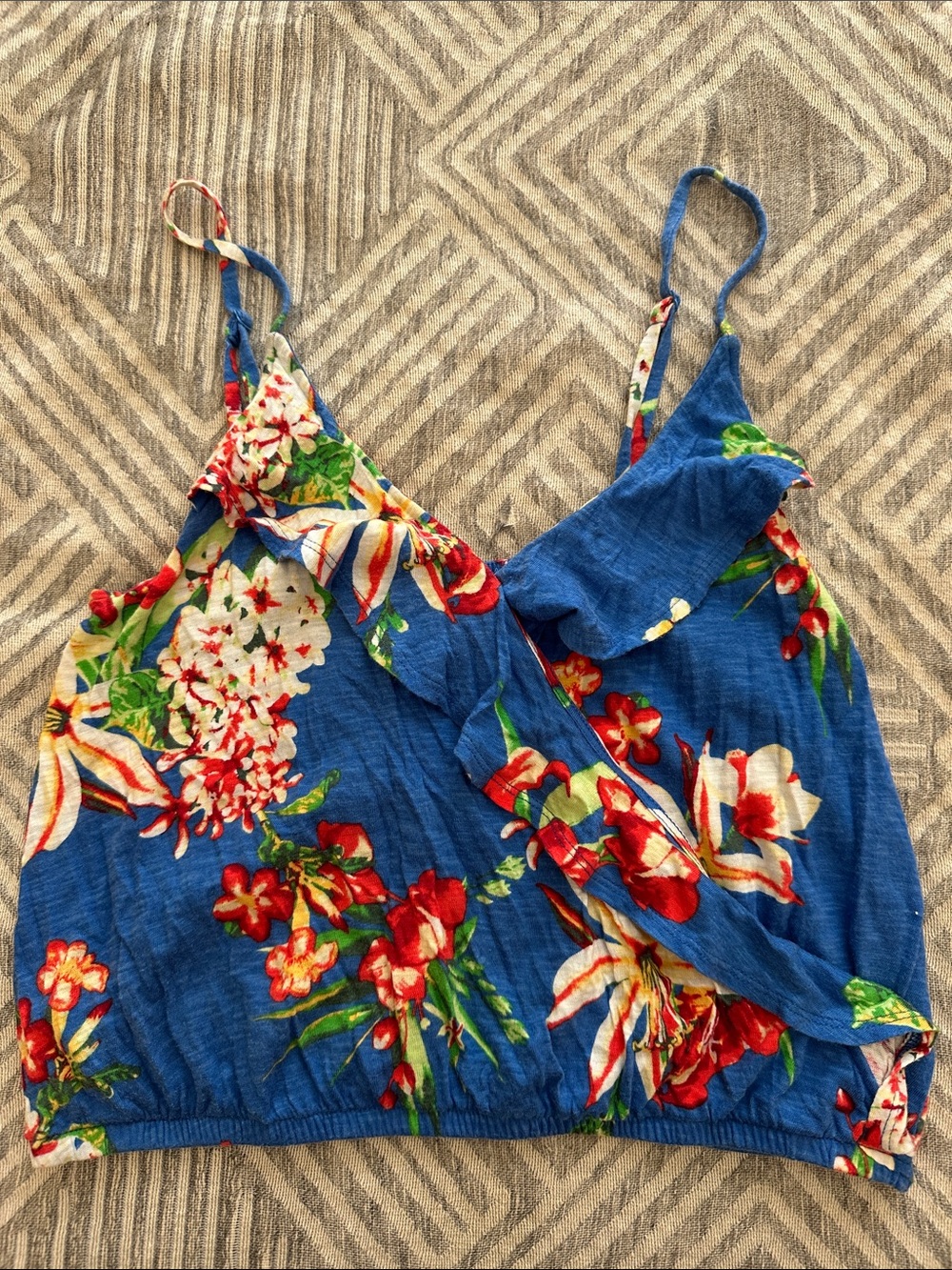 Express Blue Floral Spaghetti Strap Camisole